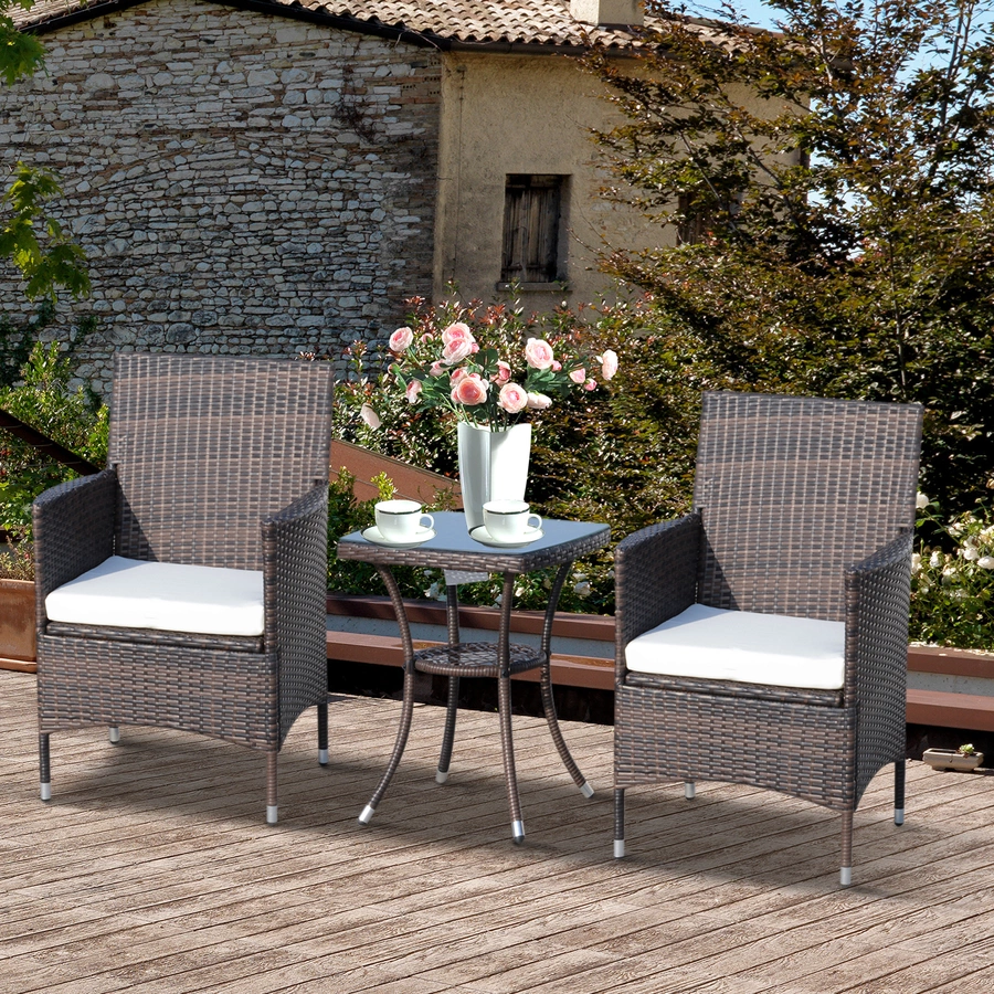 Outsunny Rattan-Sitzgruppe als 3-teiliges Set braun