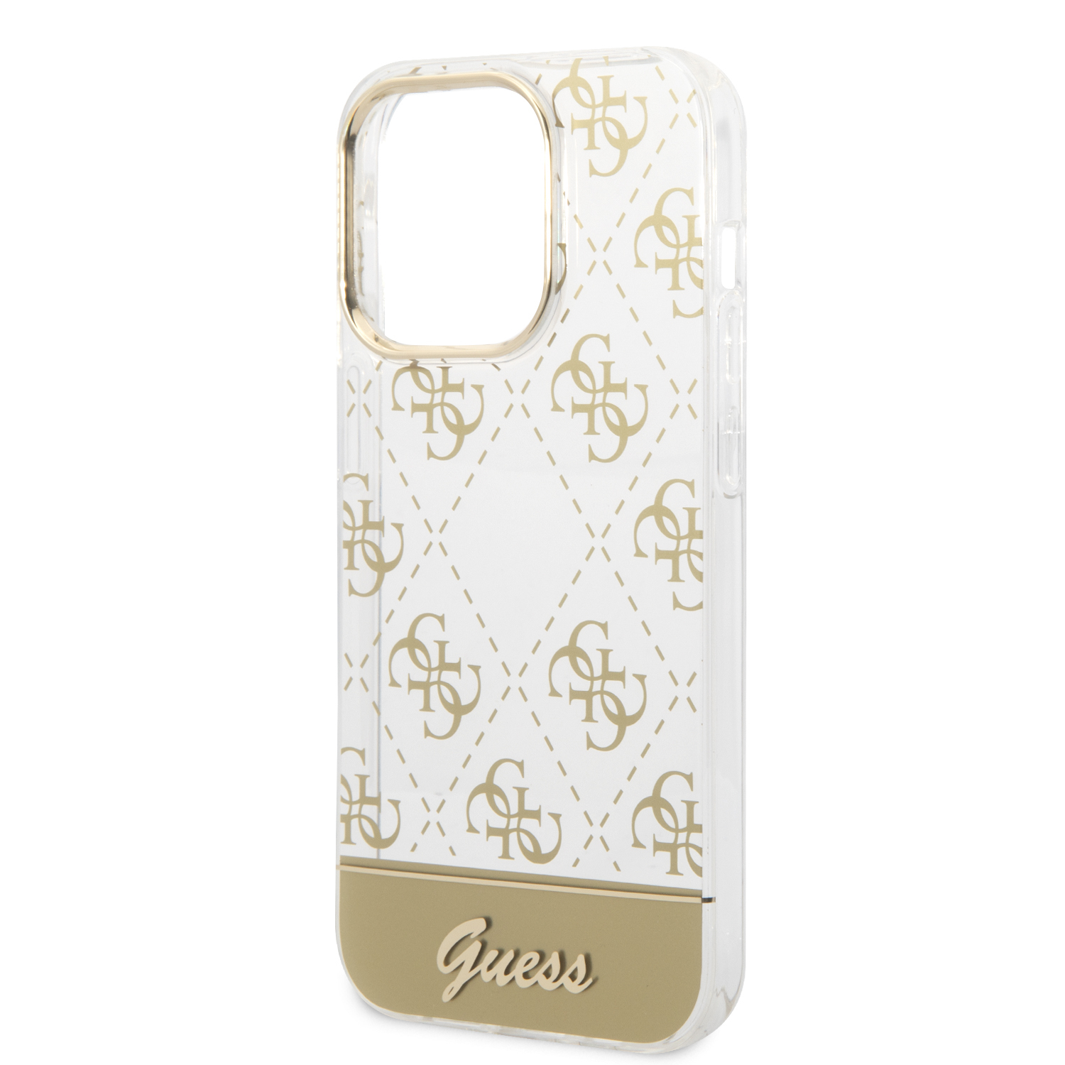 iPhone 14 Pro Max Hardcase Hülle 4G Pattern Script (GUHCP14XHG4MHG) - Gold / Transparent