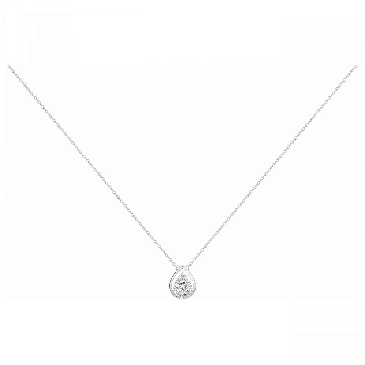 Collier mono-motif en Argent avec oxyde de zirconium blanc