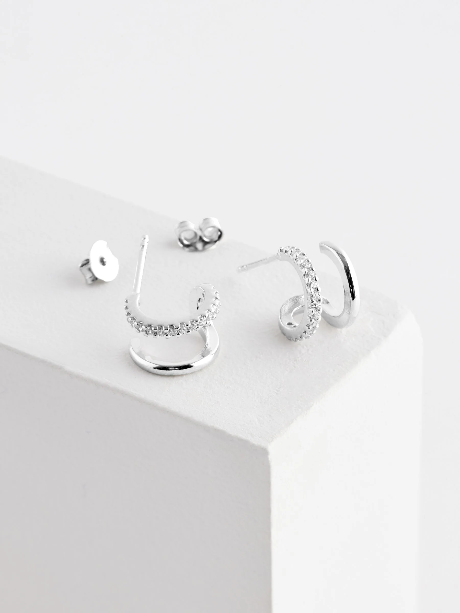 Echt zilver - Oorbellen met dubbele ring