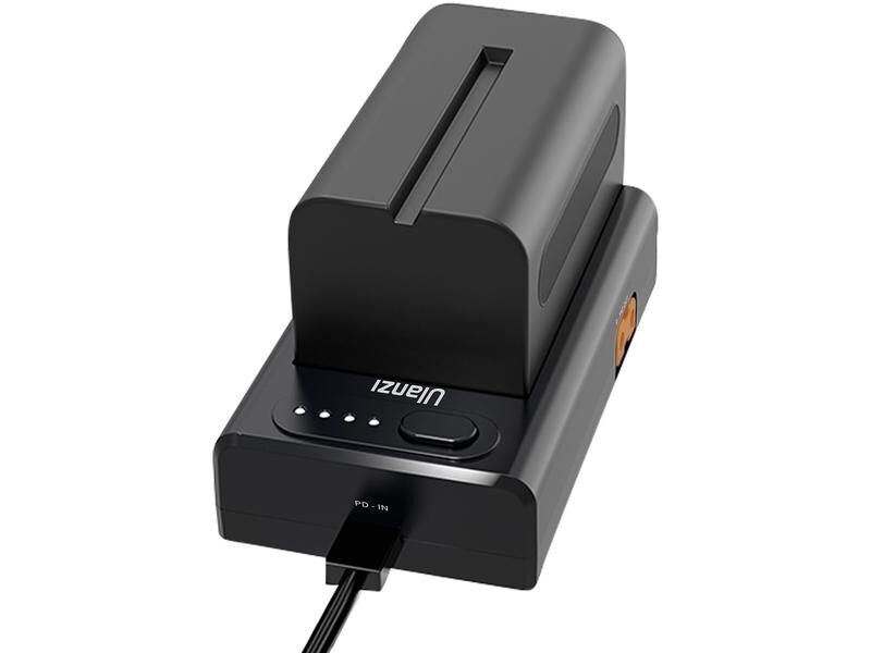 Ulanzi Ladegerät NP-F01 Ulanzi NP-F01 Multifunktionales Akku-Ladegerät/Netzteil für Sony L-Serie, AC, Chemie-Li-Ion, 1 Position, W/O-Ausgang, USB, Quick Charge
