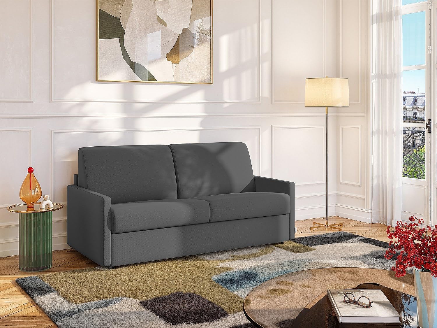Vente-unique 3-Sitzer-Sofa Express aus Calife-Stoff, LiegeflÑche 140 cm, Matratze 18 cm
