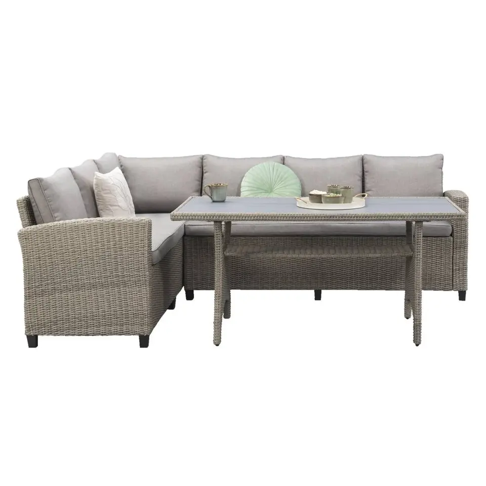 Loungeset dining Blanes - metaal/wicker - 73x180x240 cm