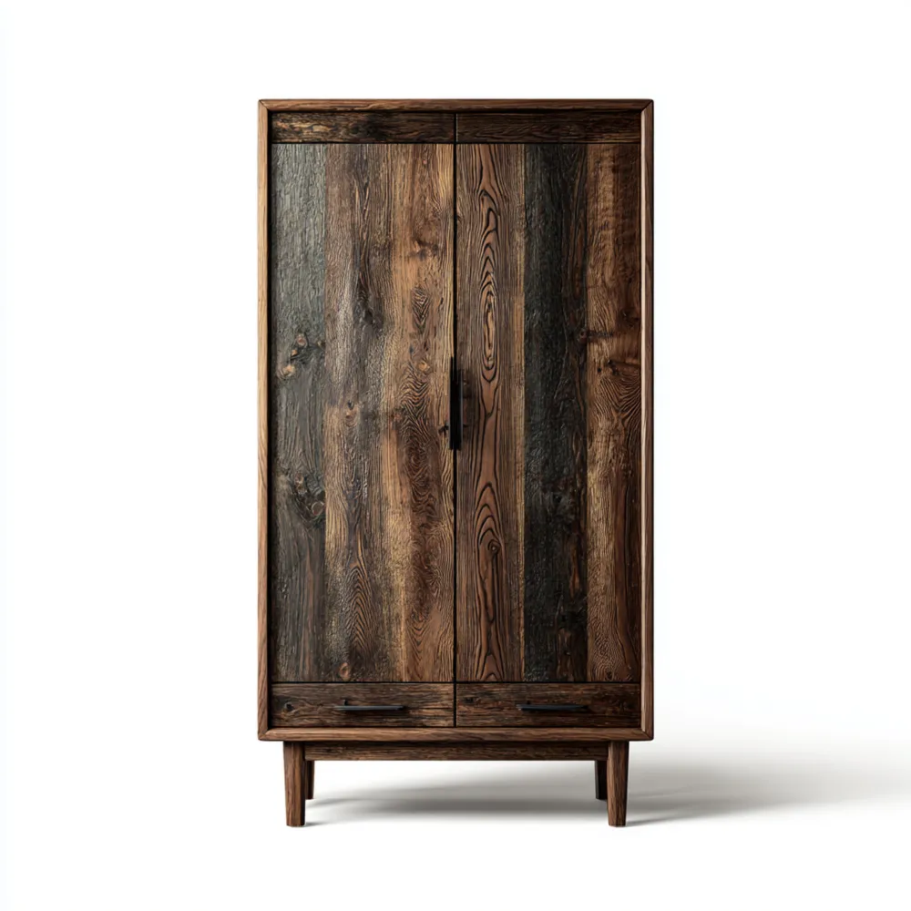Rustikaler Kleiderschrank Massivholz 190x90x50 cm - Dunkelbraun