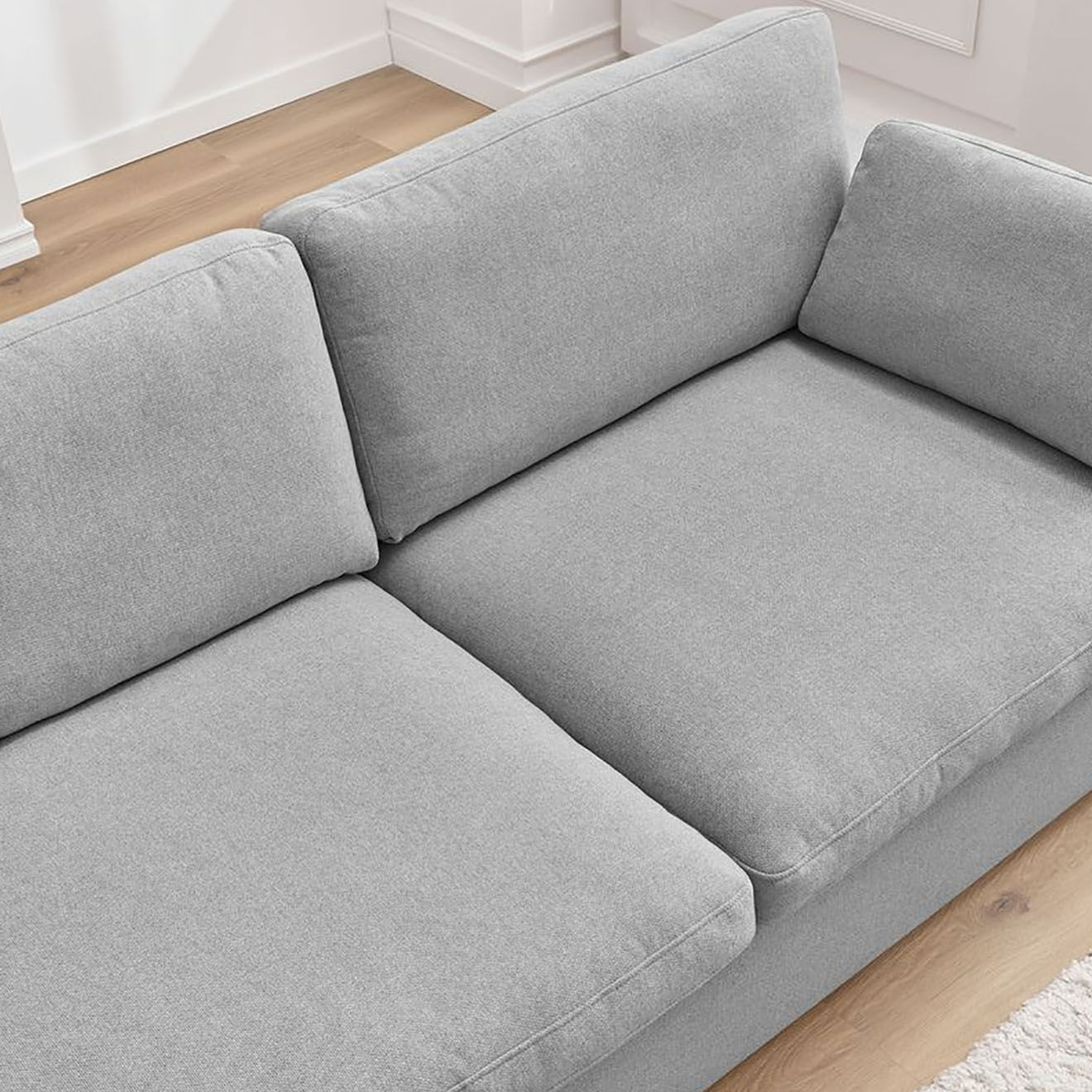 Bobochic Canapé droit fixe 4 places Belair gris clair - 280x93x80 cm