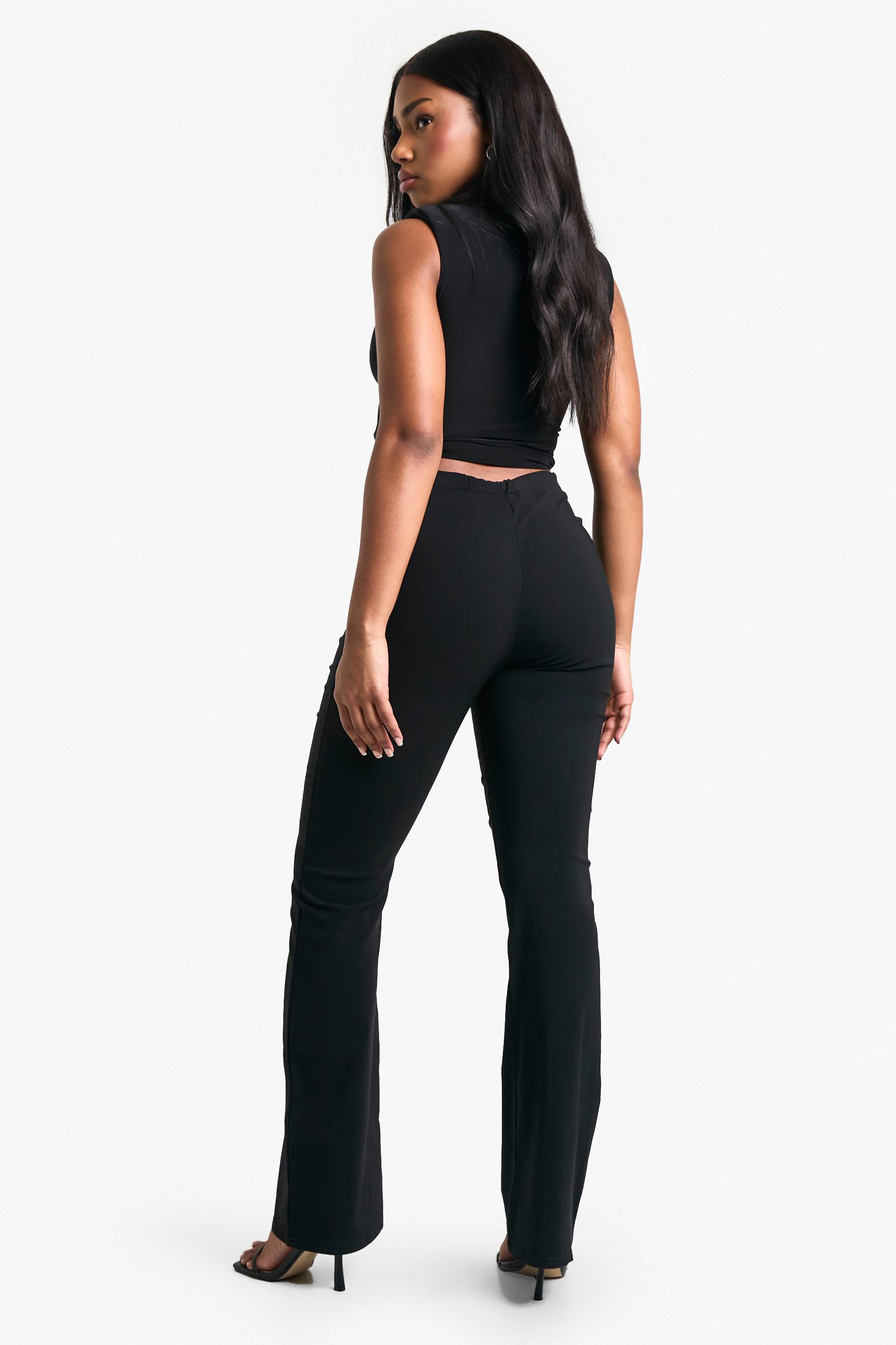 boohoo Pantalon Évasé Taille Haute Stretch