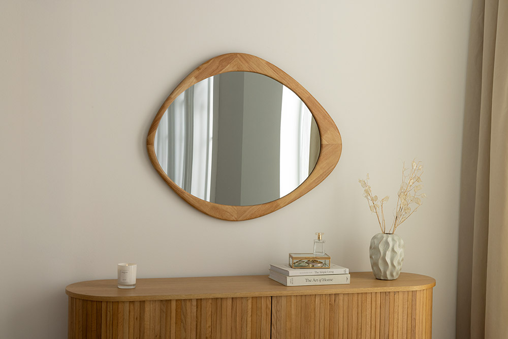 Massiver Wandspiegel ORGANIC 90cm natur Eichenholz-Design