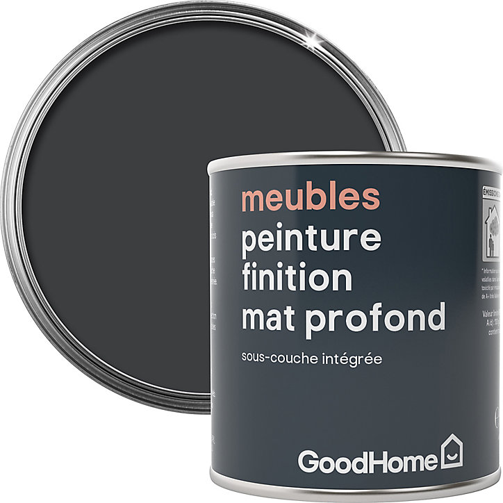 Peinture de rénovation meubles GoodHome noir Liberty mat profond 125ml