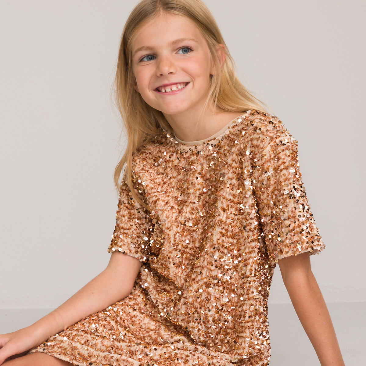 COLEÇÕES LA REDOUTE<br>Vestido com mangas curtas e babados