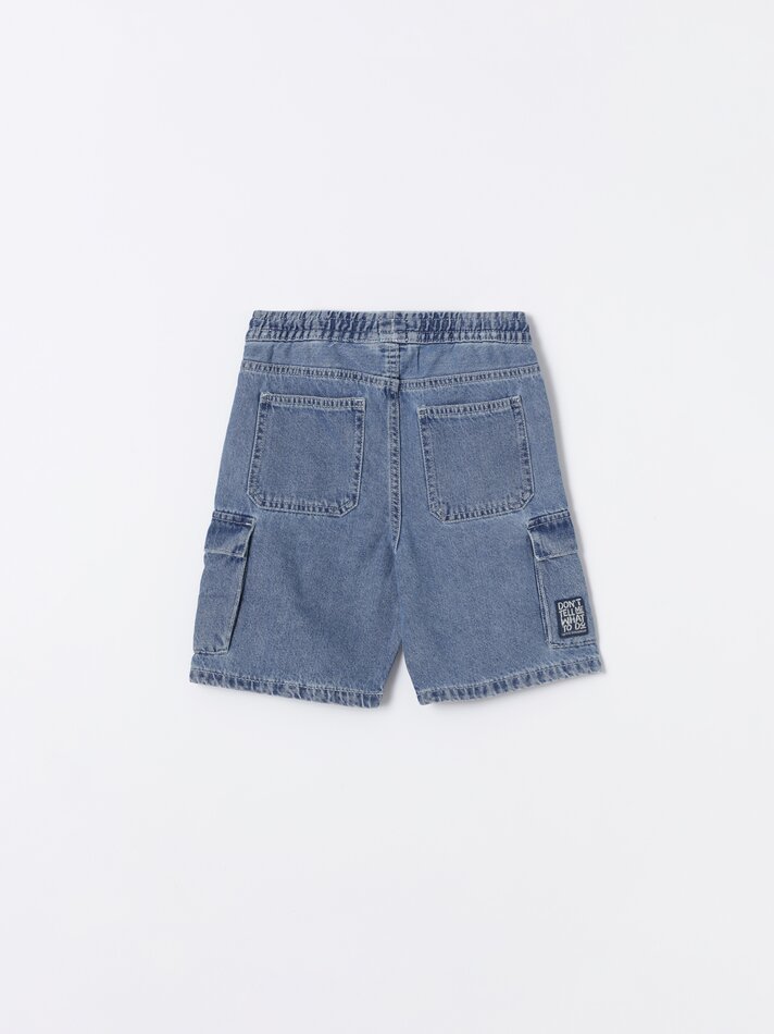 Bermuda cargo jeans - Azul Marinho