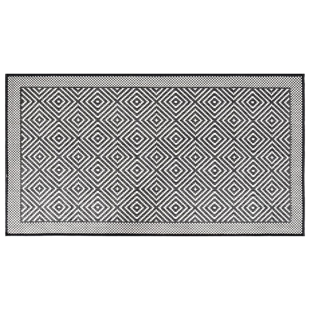 Tapis d'extérieur gris et blanc 100x200 cm design réversible