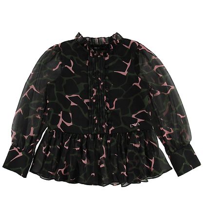 Emporio Armani Hemdbluse - Schwarz m. Armygrün/Pink