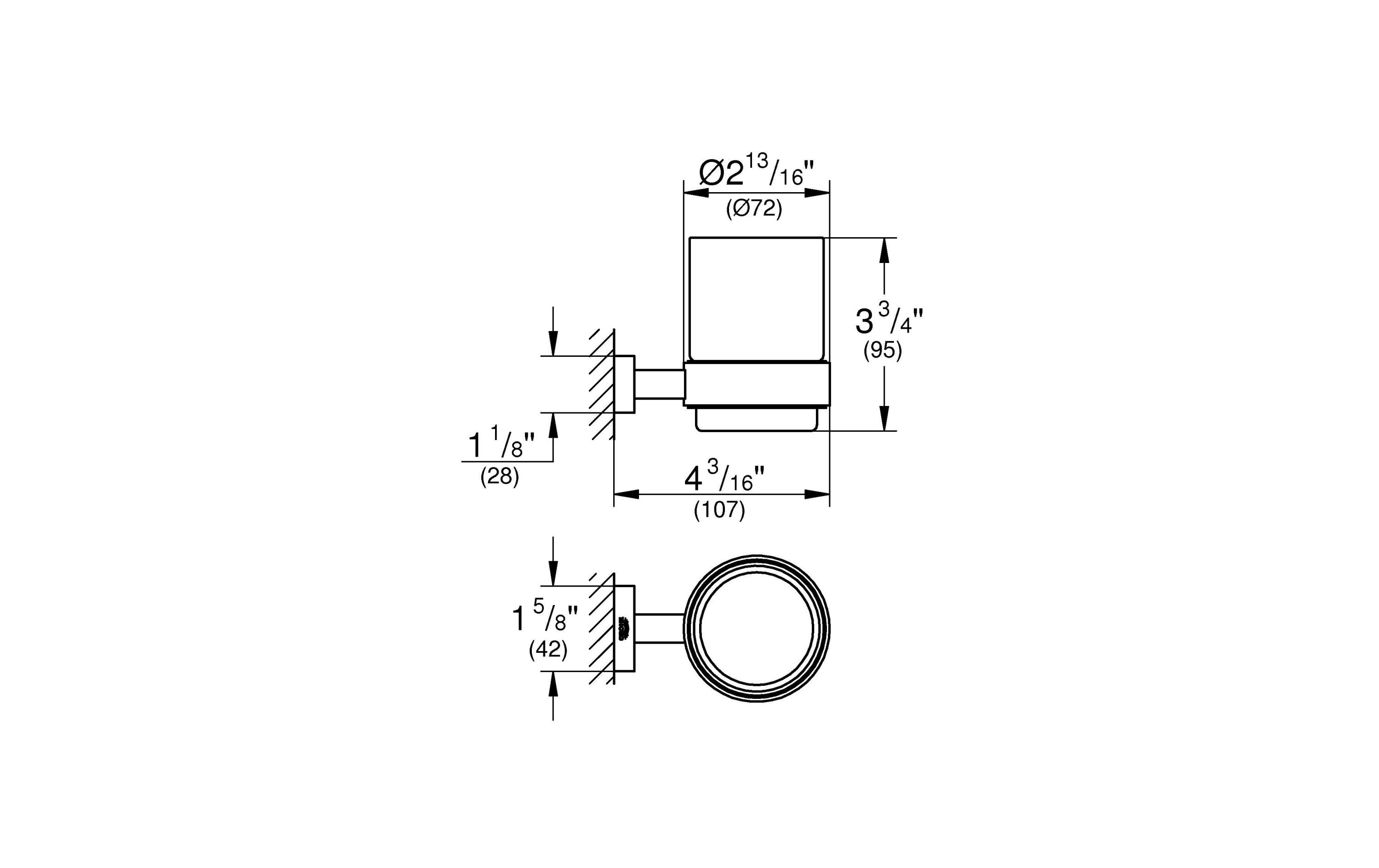 Glashalter Chrom, inkl. GlasHalter und Glas
