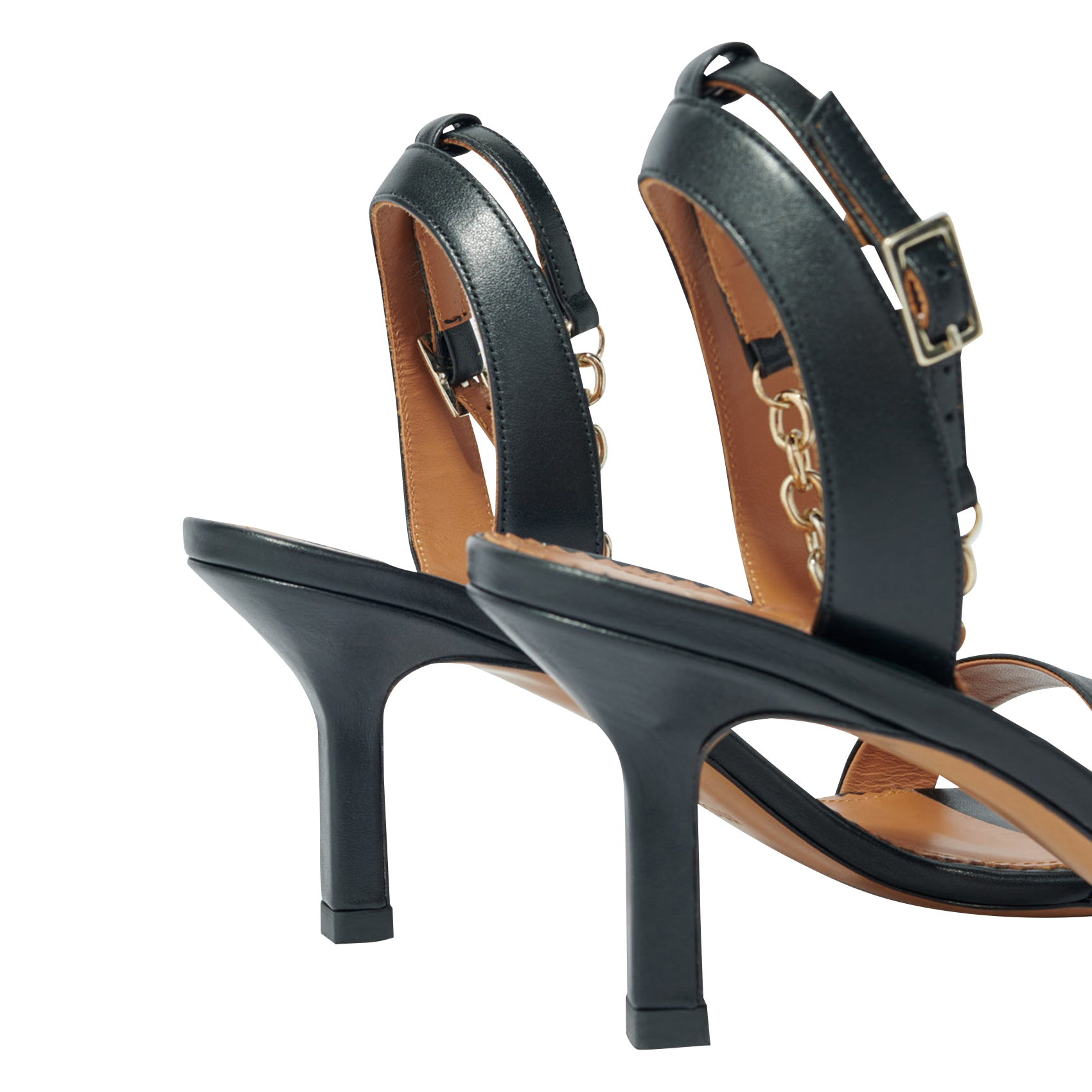Sandales à talon en cuir | Noir
