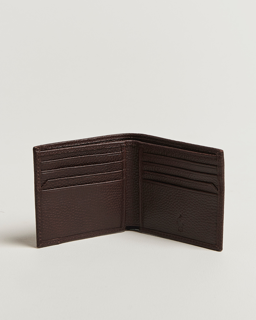 Polo Ralph Lauren Pebble Leather  Billfold Wallet Dark Brown