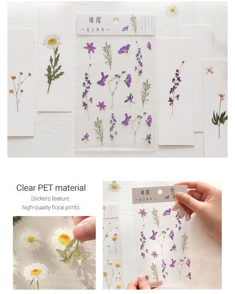 Kumi Fanchant - Transparante stickers met bloemen/planten - 6 soorten