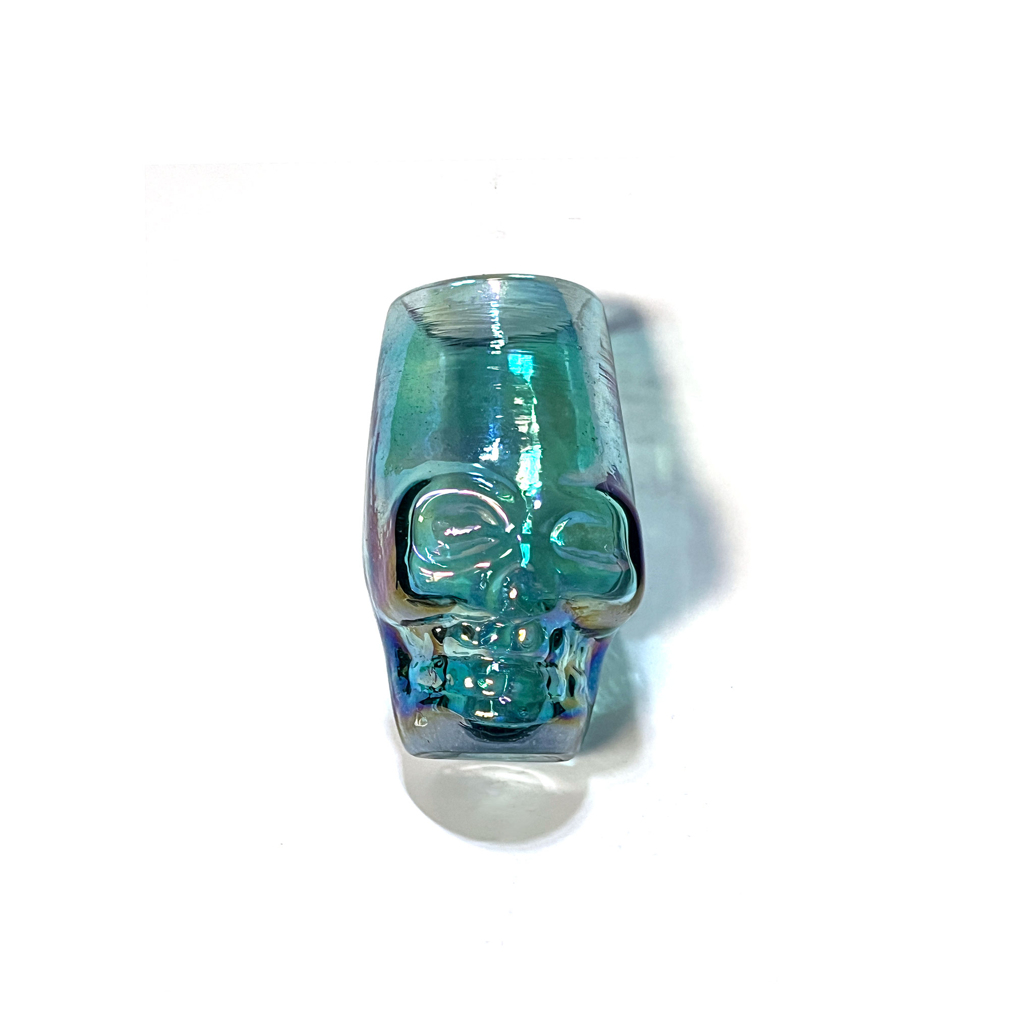 Schnapsglas 'Skull' blau, mundgeblasen, H 9 cm, B 4 cm, L 5 cm zu 11,00