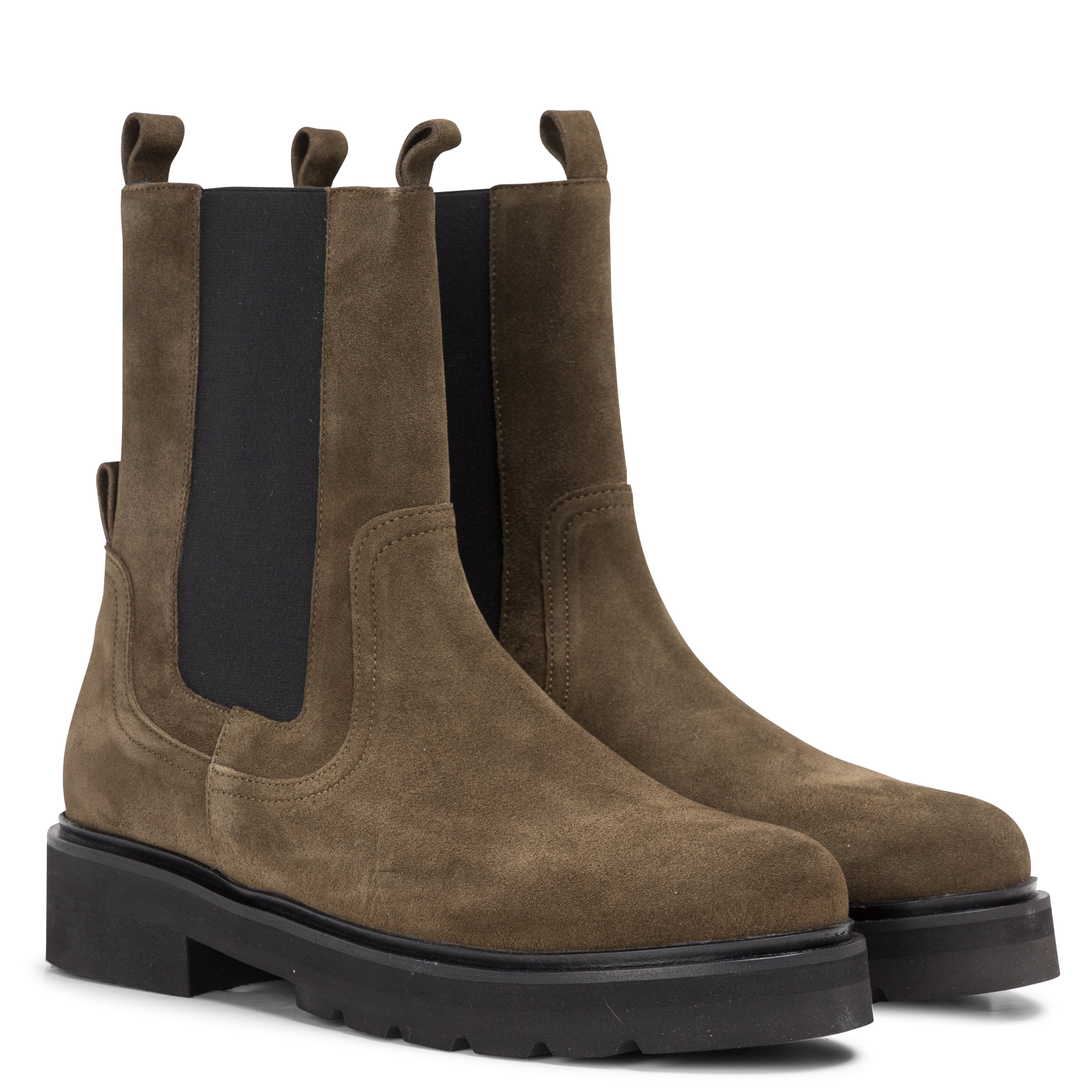 JONNA - Boots à petits talons en cuir | Kaki