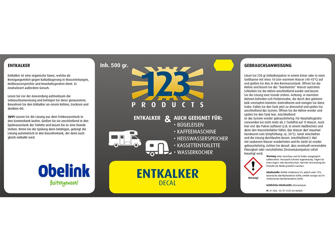 123 Products Decal ontkalker