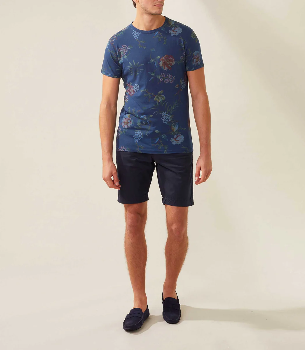 T-shirt col rond imprimé marine 