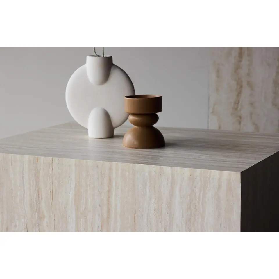 Salontafel Rechthoek - Beige Travertinlook MDF - 80x60x40cm - York