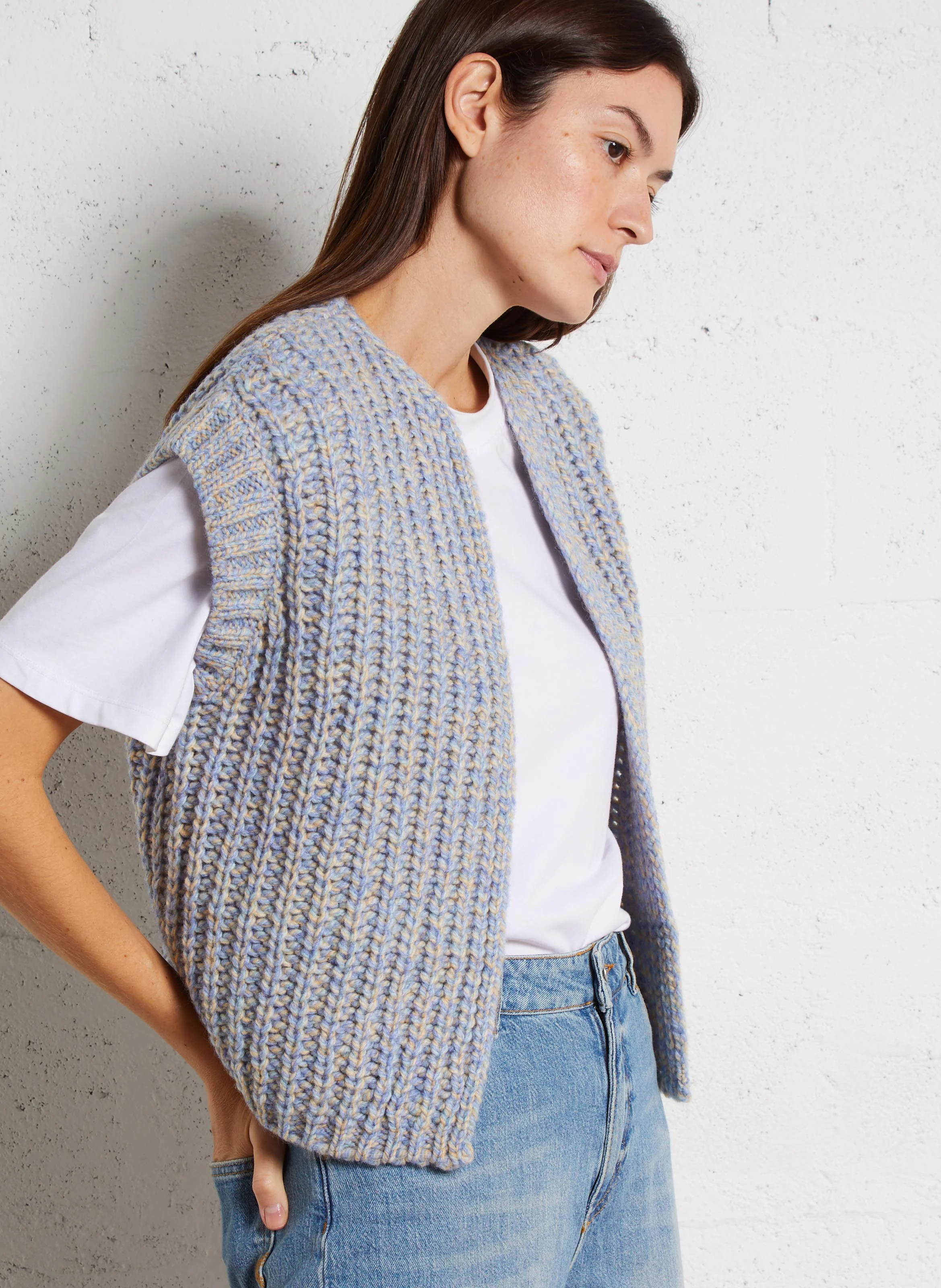 CLAUDIA - Gilet en laine mélangée| Bleu