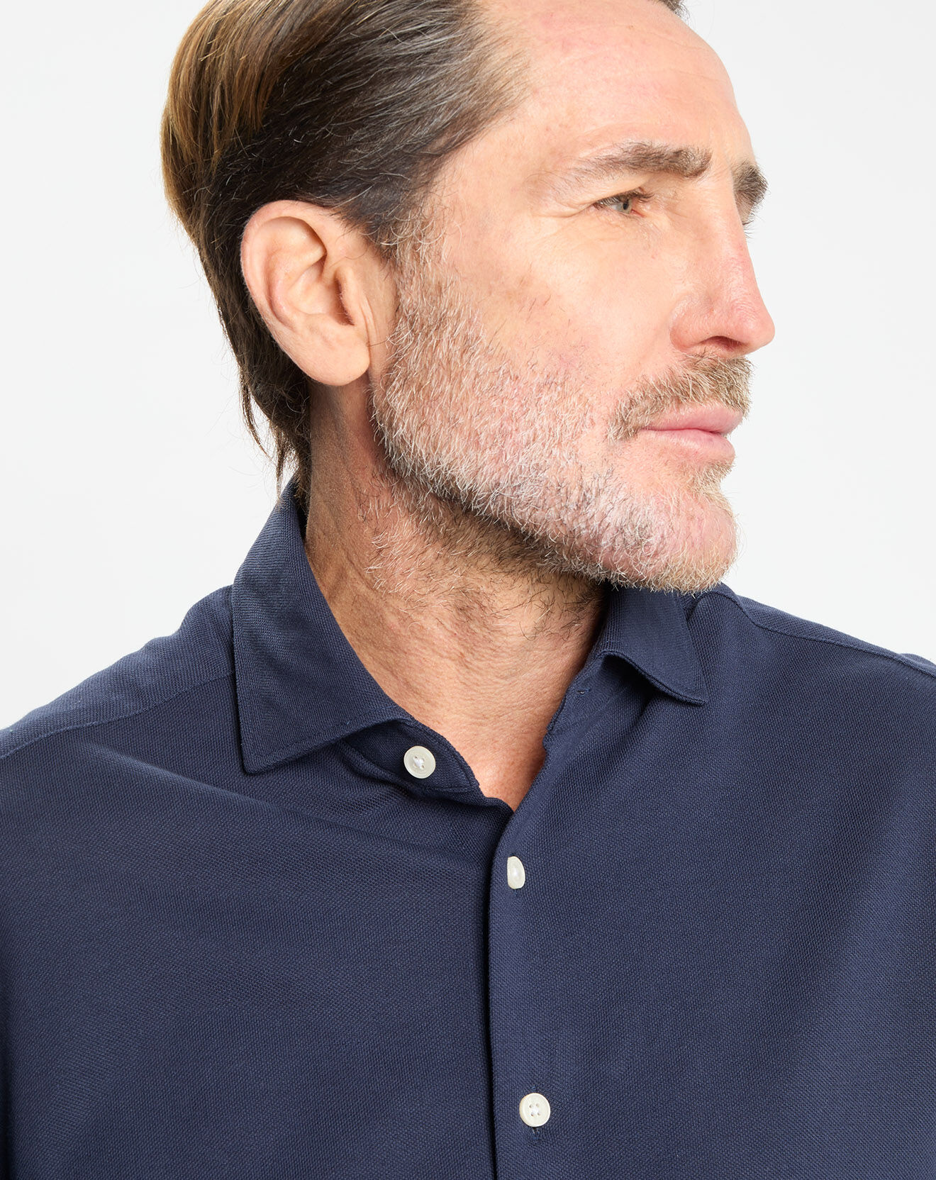 Hackett London Chemise Slim Fit manches longues piquée unie bleu foncé
