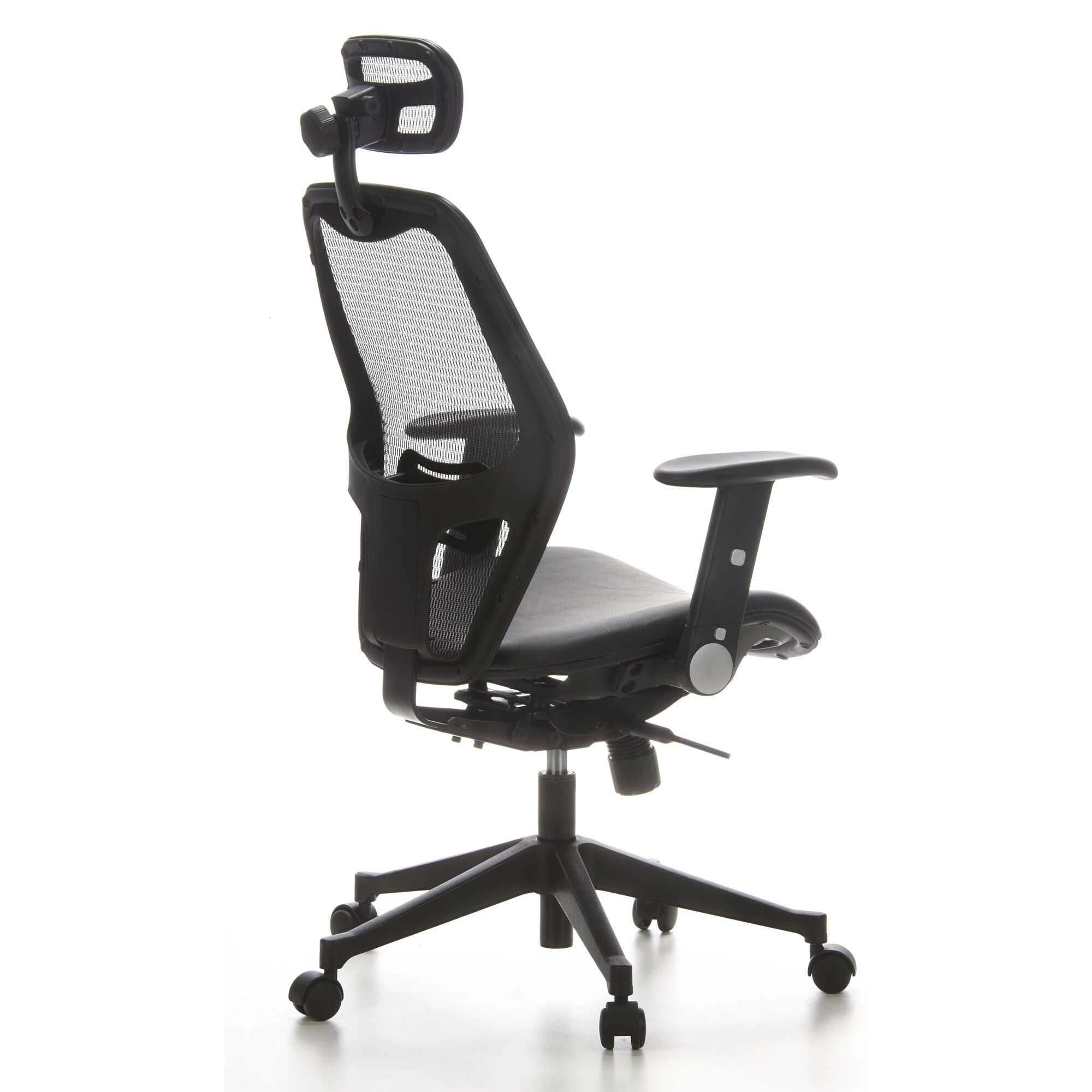 Profi Bürostuhl AIR-PORT Netzstoff/Leder mit abklappbaren Armlehnen hjh OFFICE