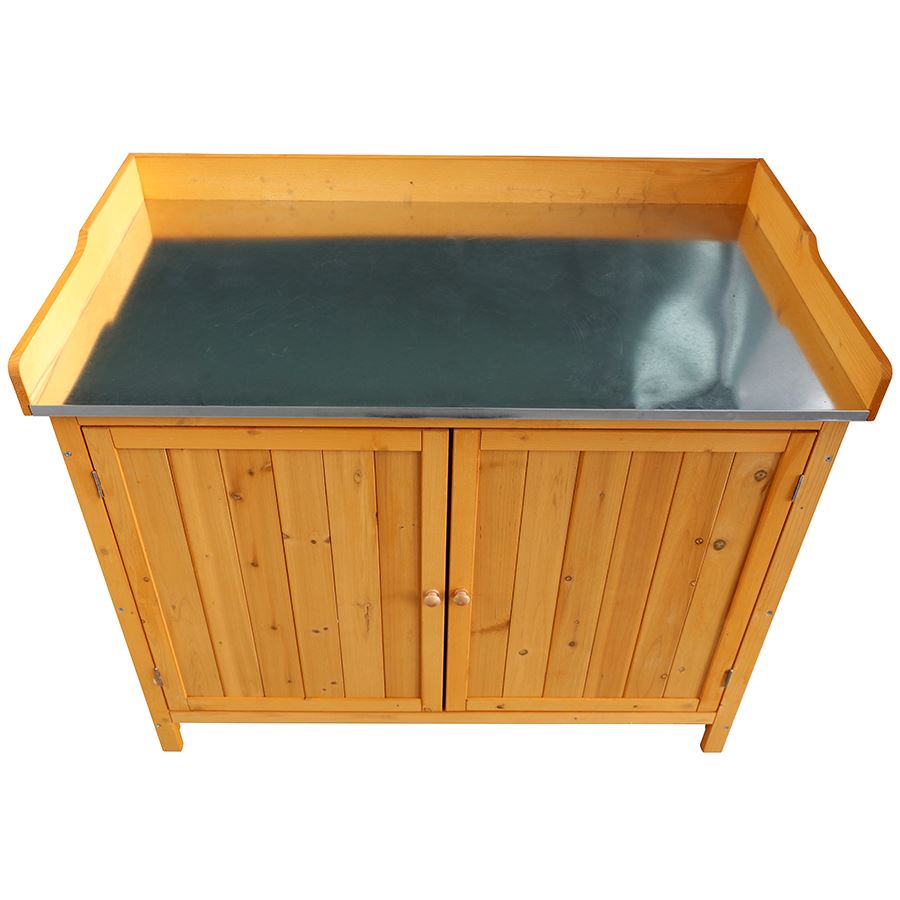 Grüner Jan Holz-Pflanztisch mit Stauraum 2in1 94x94x47cm