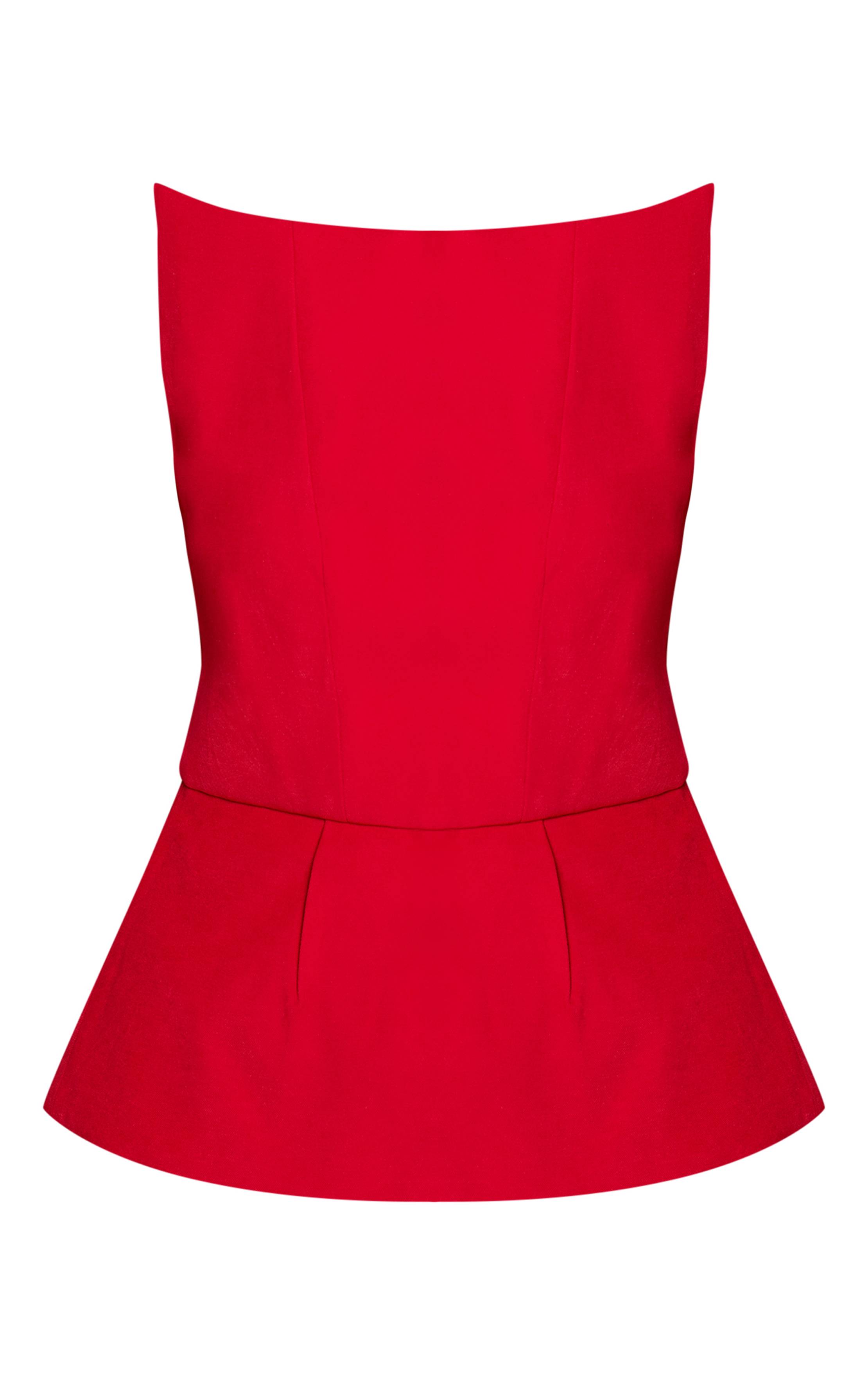 Rouge Haut Bandeau Péplum Tissé Premium