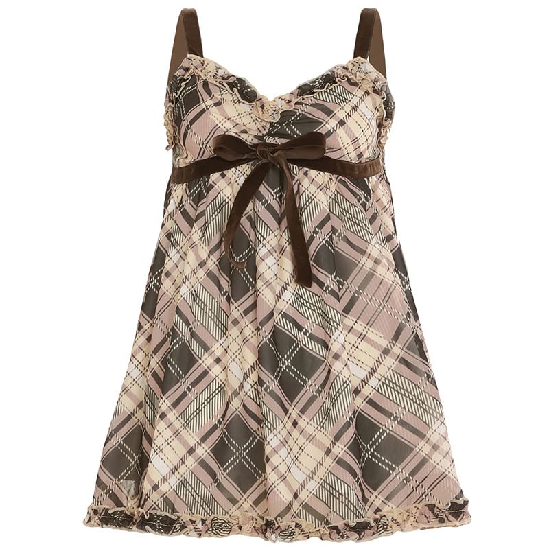 Sosana - A-lijn camisole top met V-hals, ruches en strikaccent / top met korte mouwen