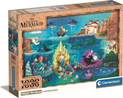 Disney Puslespil - Den Lille Havfrue - Story Maps - Clementoni - 1000 Brikker