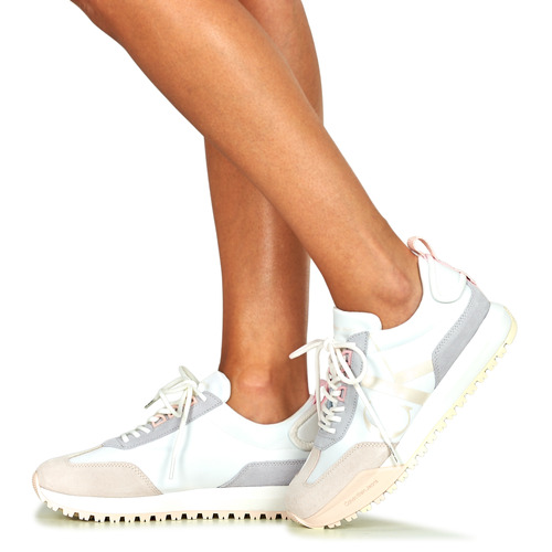 Calvin Klein Jeans - TOOTHY RUNNER LACEUP MIX PEARL Blanco / Beige