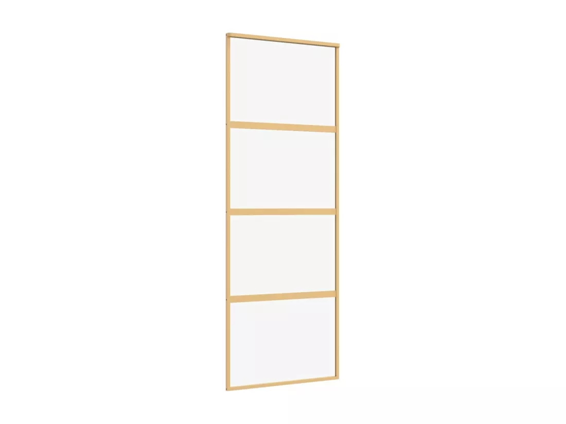 Porte coulissante doré 76x205 cm verre ESG clair et aluminium