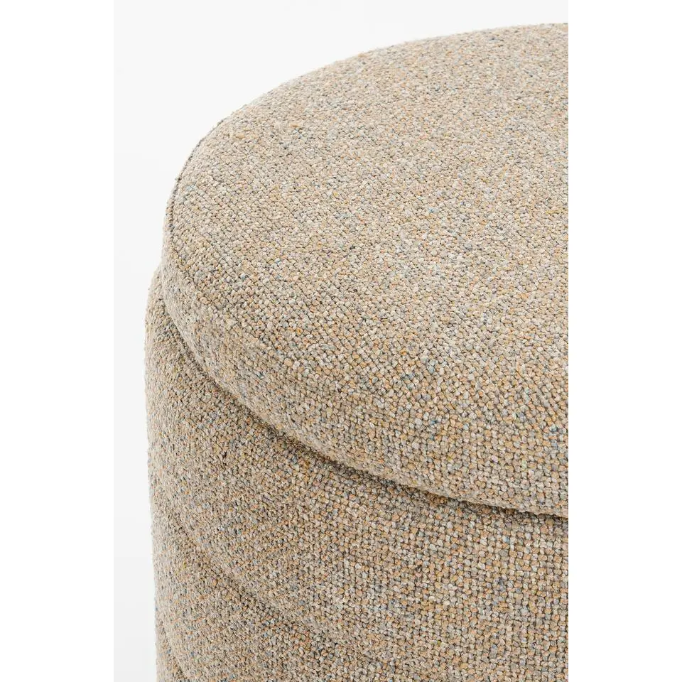 Mica Decorations Poef met Opbergruimte - H41 x Ø42 cm - Beige