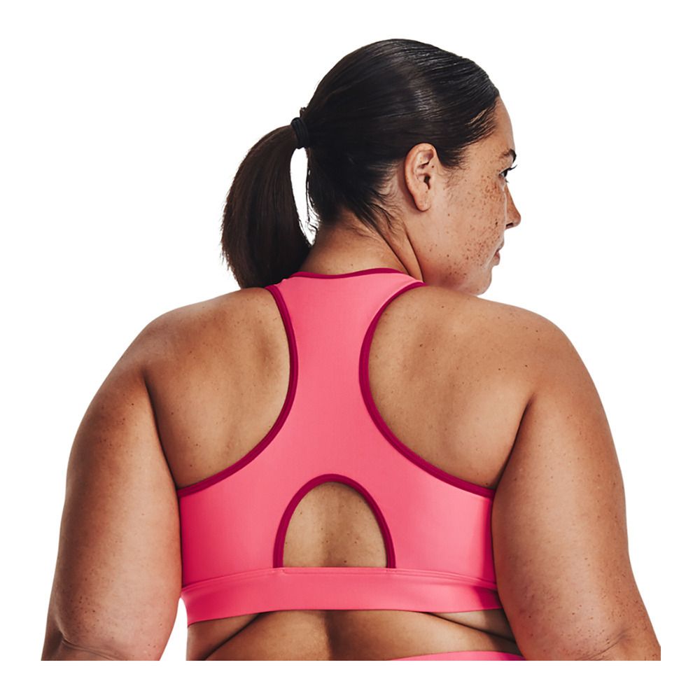 Under Armour UA HEATGEAR® ARMOUR MID PADLESS - Brassière Femme pink shock/white