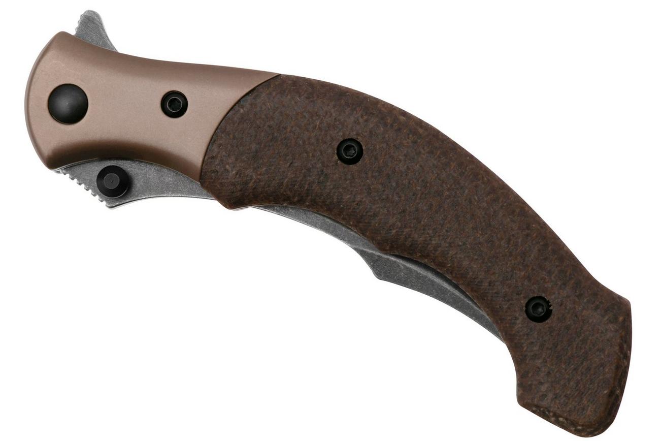 CRKT Ritual Compact 7465 Brown Micarta zakmes, Alan Folts design