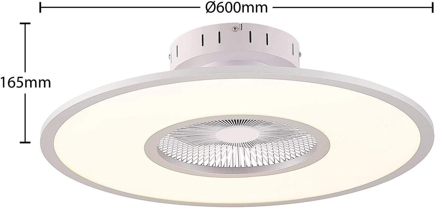 Lindby LED Deckenventilator mit Lampe Romea dimmbar Leselampe (Modern) in Alu (1 flammig,) - Ventilator Wohnzimmerleuchte