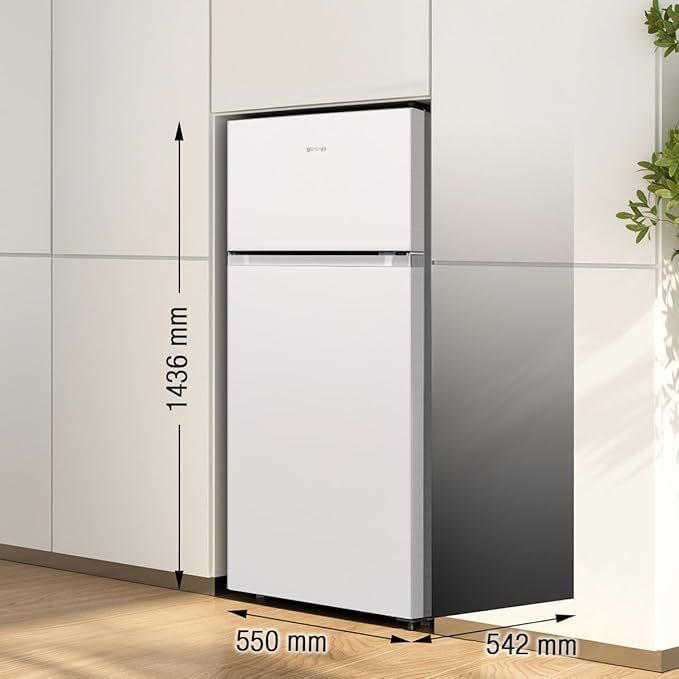 Gorenje RF414DPW4 Kühl-Gefrierkombination/Freistehend/EK:D /39dB /206 Liter Fassungsvermögen/CrispZone/EcoMode/Abtau-Vollautomatik/Türnaschlag wechselbar/HxBxT: 143,6 x 55,4 x 54,2 cm/Weiß