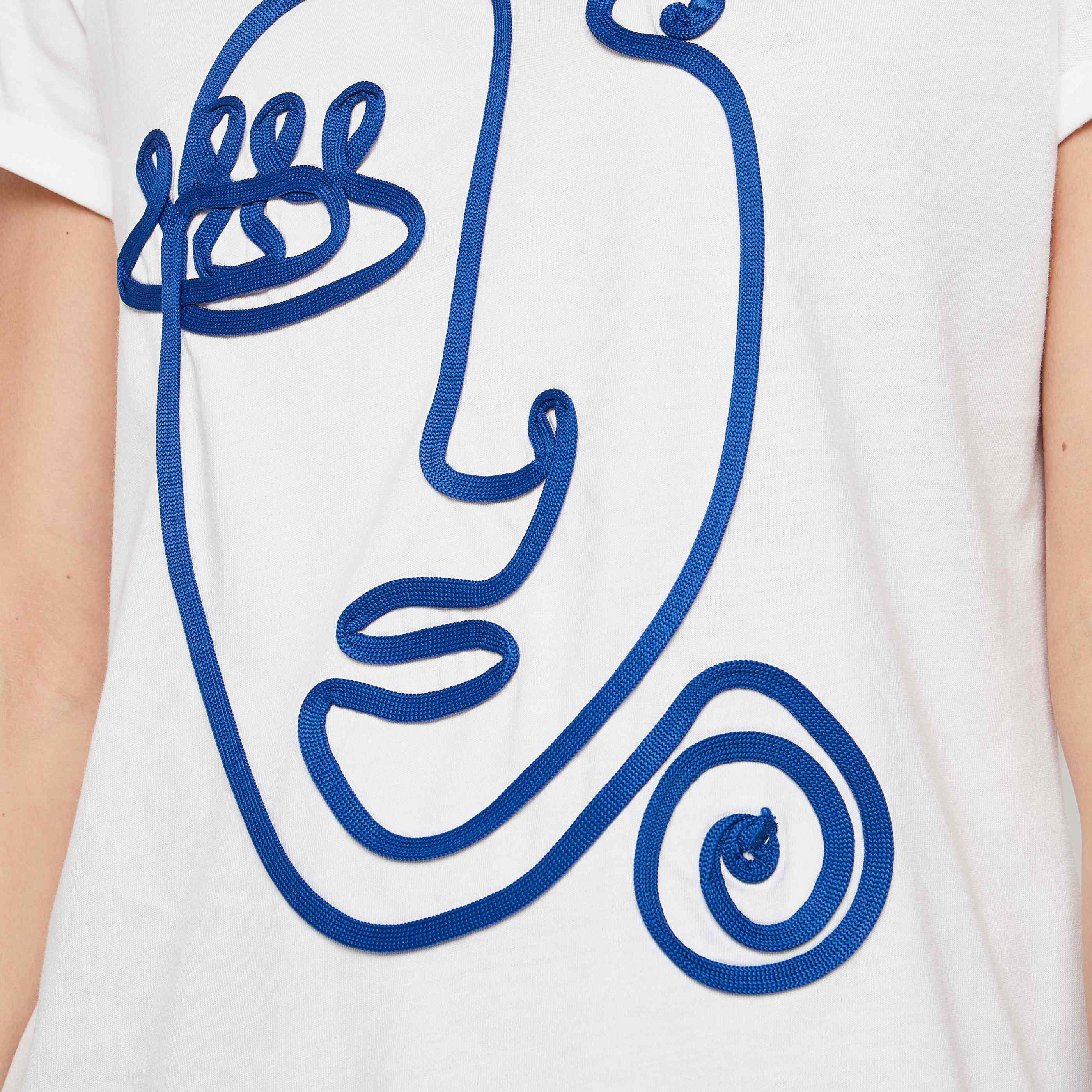 Tshirt visage en corde femme - BLANC CASSE