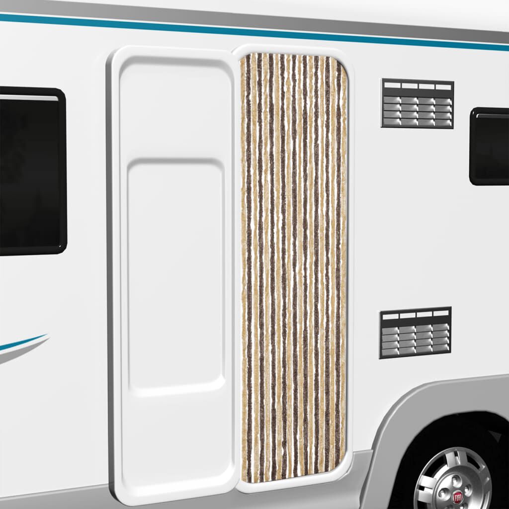 vidaXL Vliegenhor, donkerbruin en beige, 56x200 cm, chenille