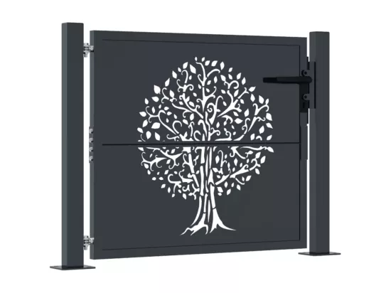 Portail de jardin anthracite 105x105cm acier conception d'arbre