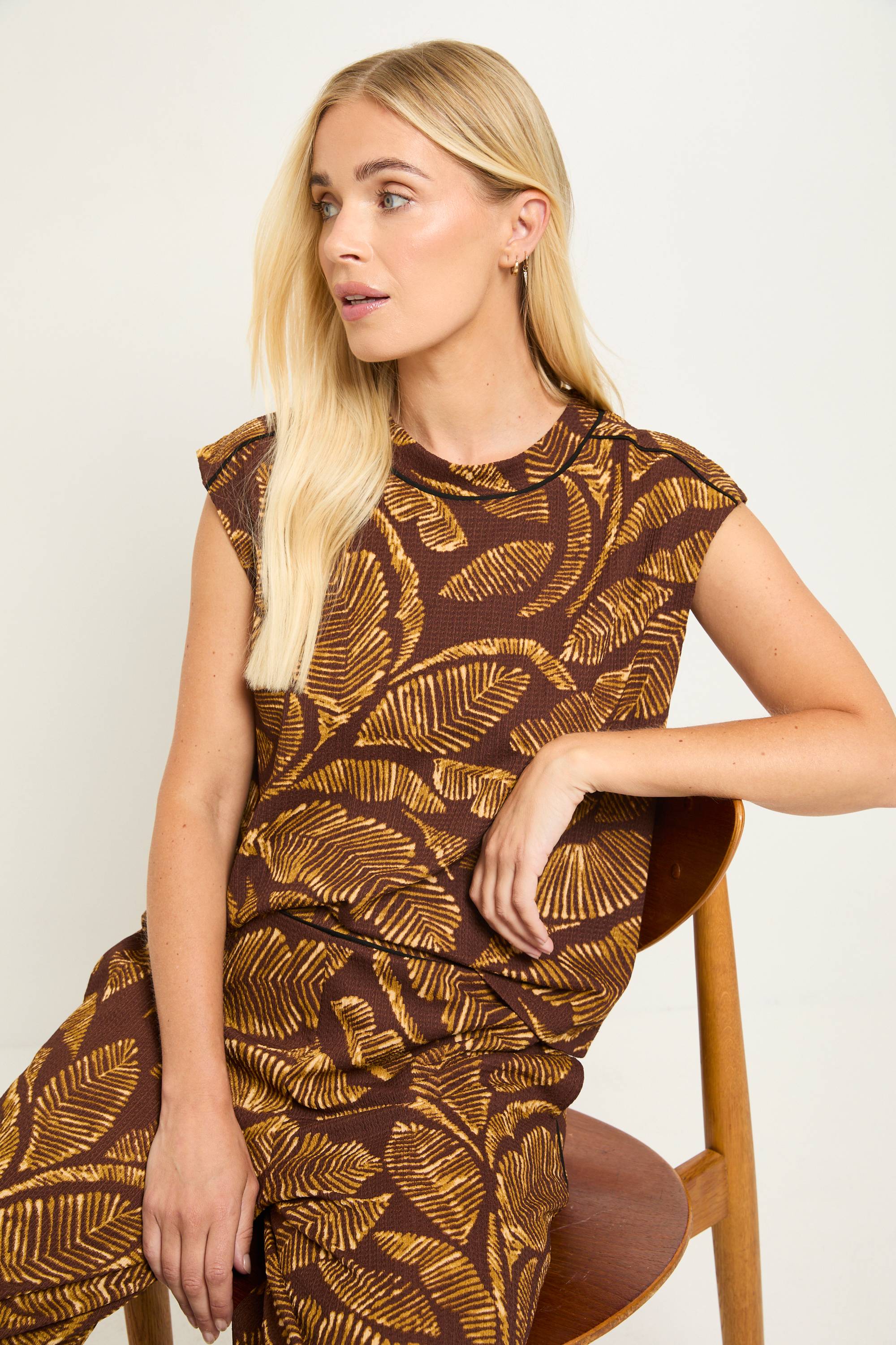 Wallis Débardeur En Jersey Avec Passepoil Contrasté Motif Palmier Petite