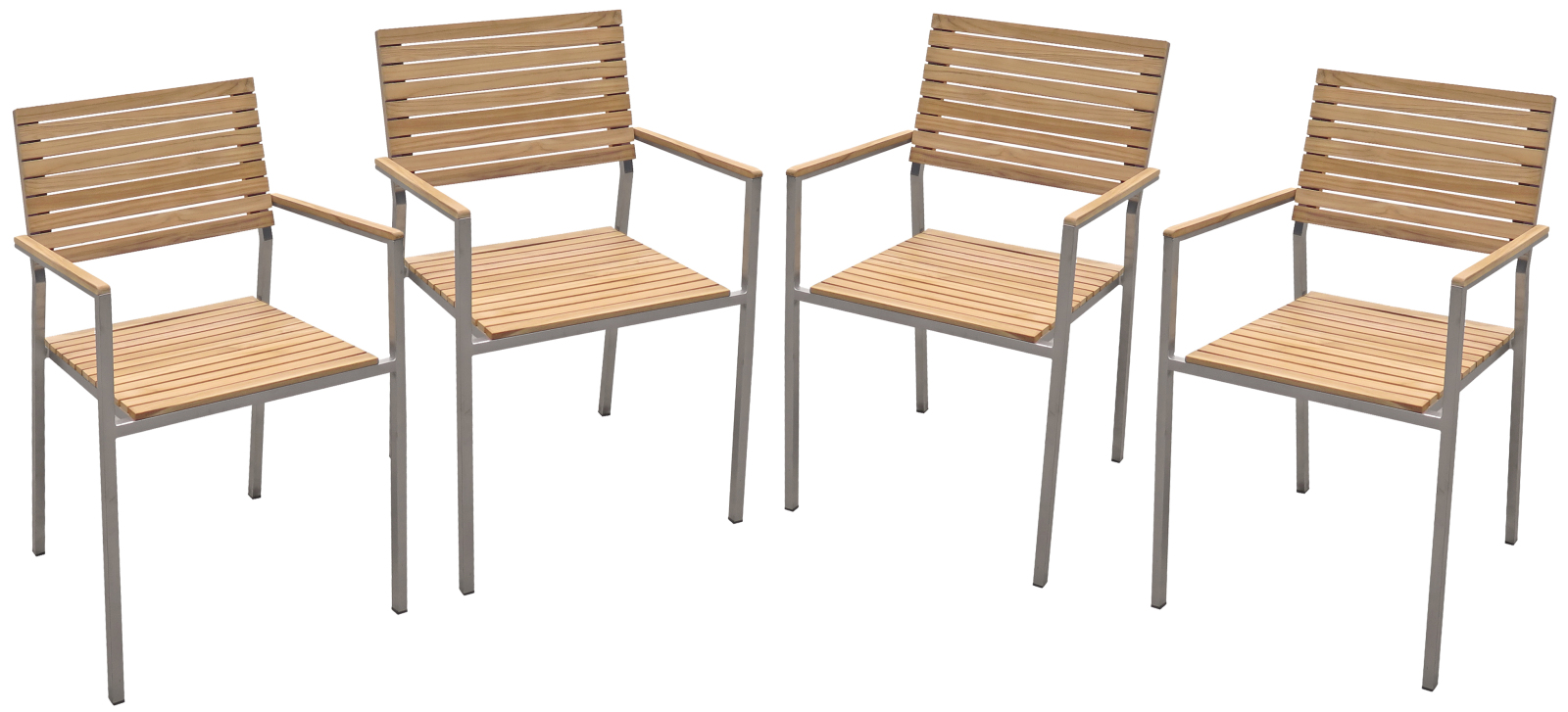 4er-Set Stapelstuhl DENVER - Teak massiv - stapelbar