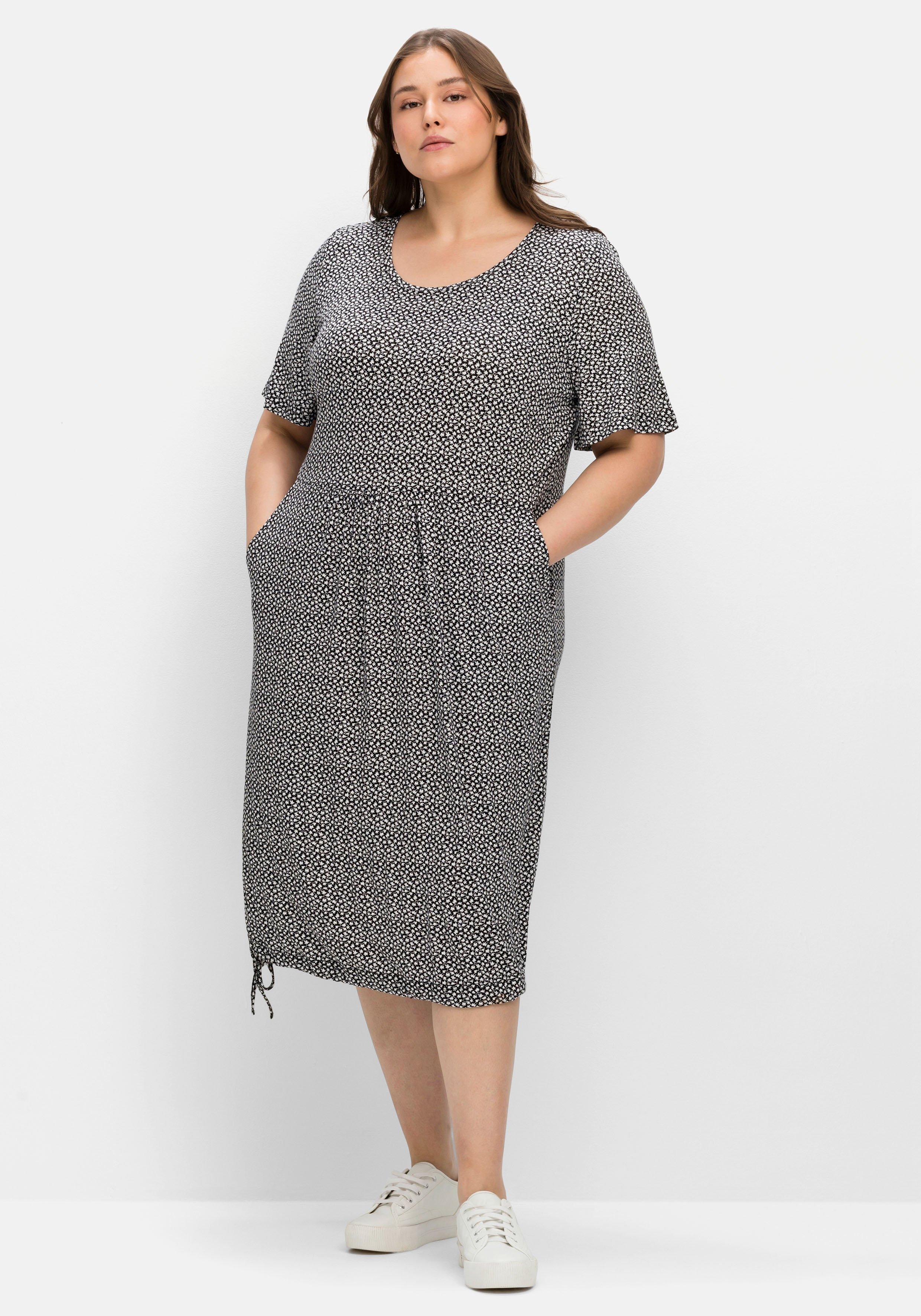 Jerseykleid mit Minimalprint und Saum-Tunnelzug