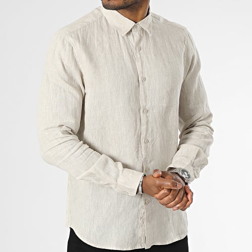 Chemise Manches Longues Beige Chiné