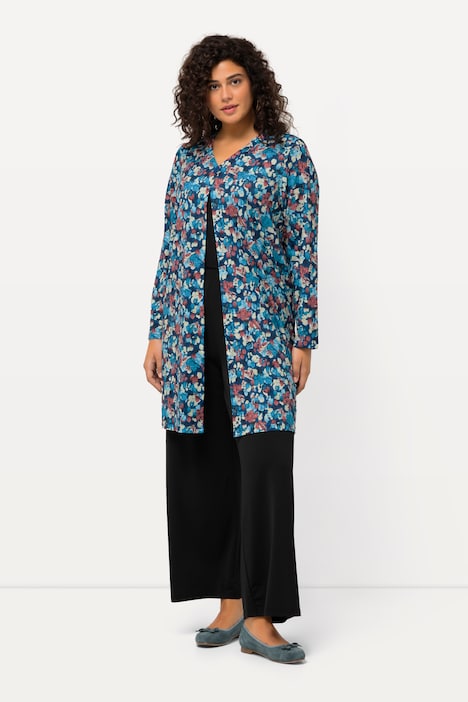 Jerseyjacke, Pinselstriche, A-Linie, V-Ausschnitt