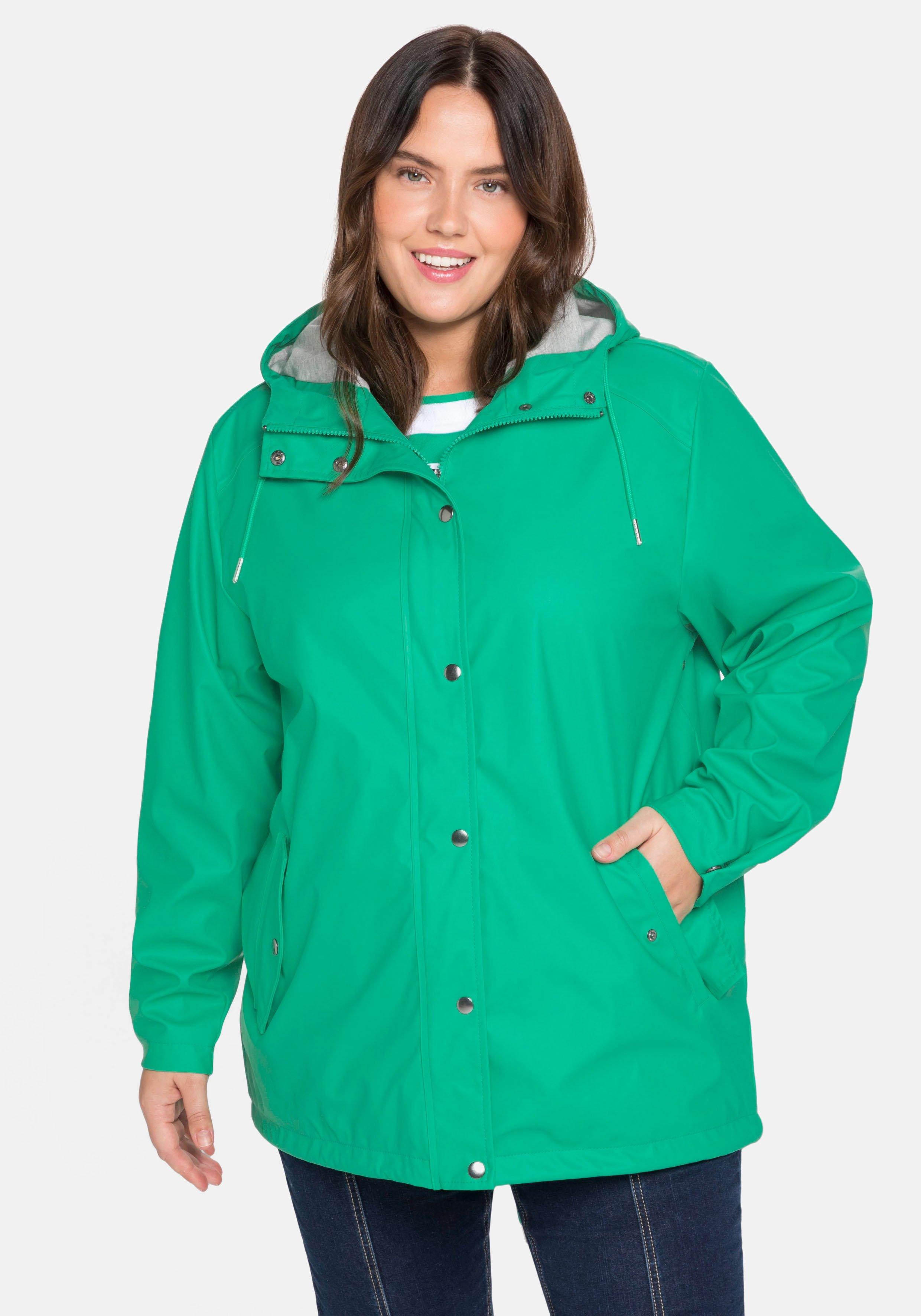 Regenjacke mit Jerseyfutter, hinten länger als vorn