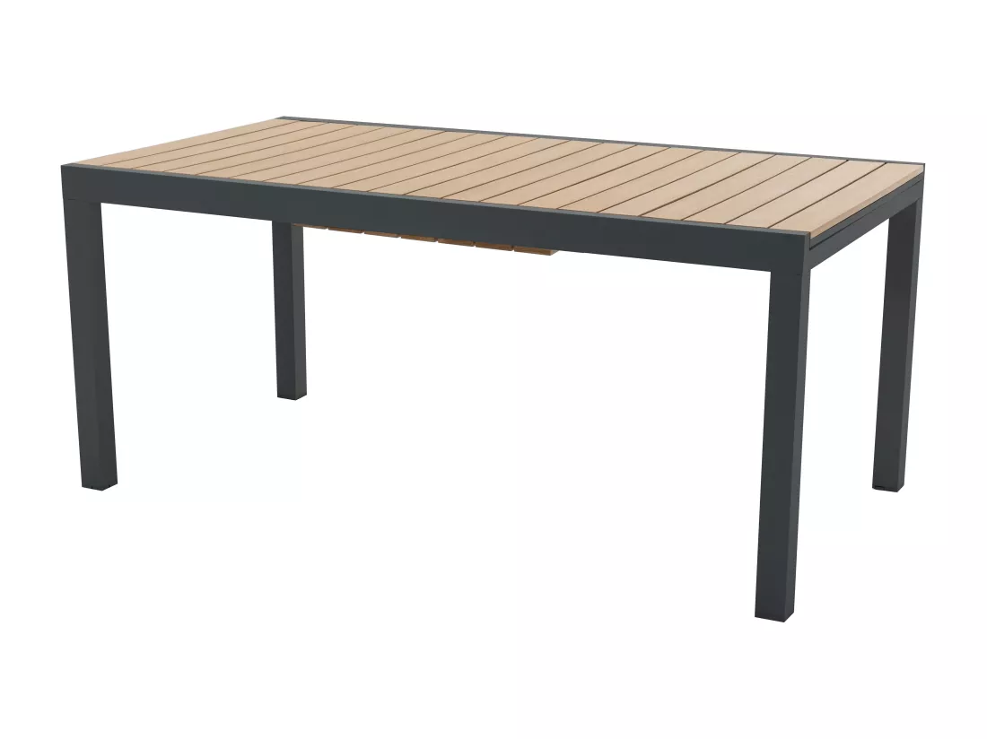 Table à manger de jardin extensible en aluminium et polywood L.170/230 cm - Naturel clair et anthracite - MACILA de MYLIA