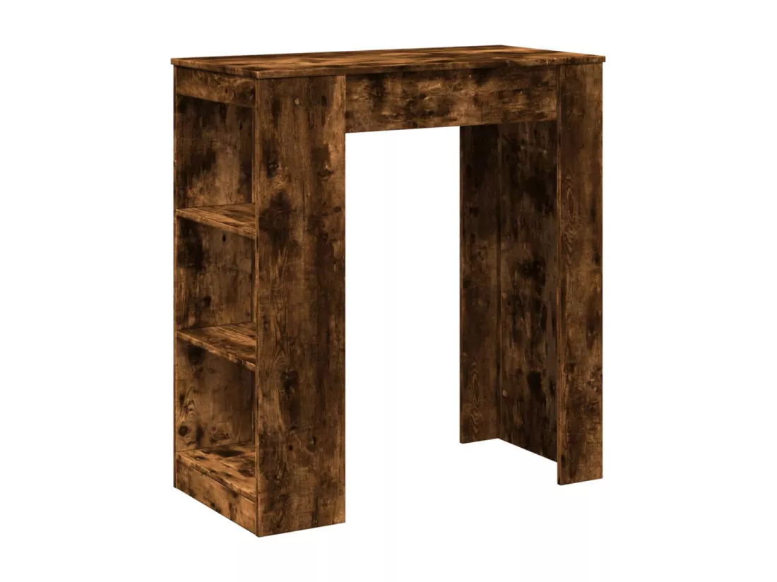 Table de bar avec étagères chêne fumé bois d'ingénierie